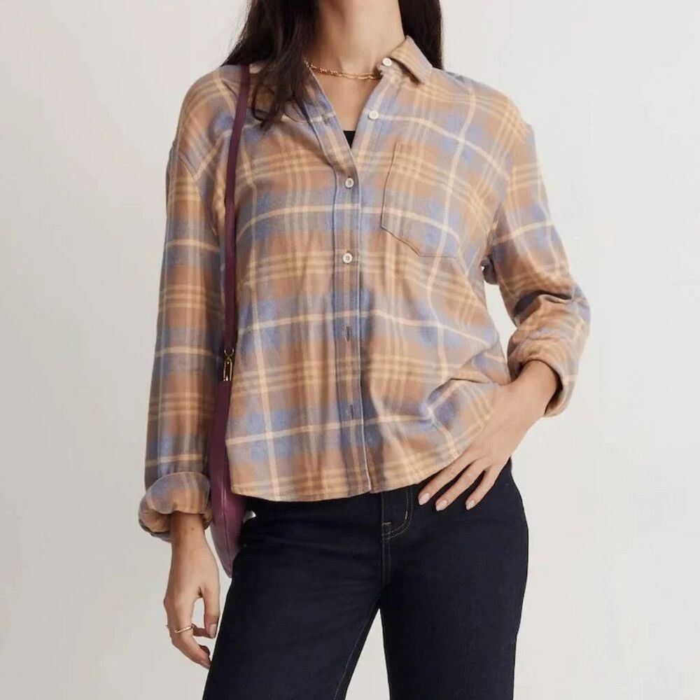 Madewell Boyfriend Shirt  XXL Plaid Button Flannel Cotton Long Sleeves Preppy